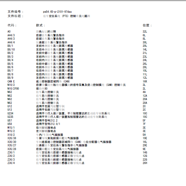 14年奔驰E260L倒车雷达线路图