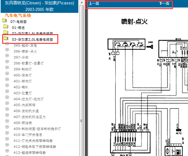 2003-2005年毕加索发动机电路图