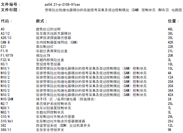 07年奔驰S350L 后SAM线路图