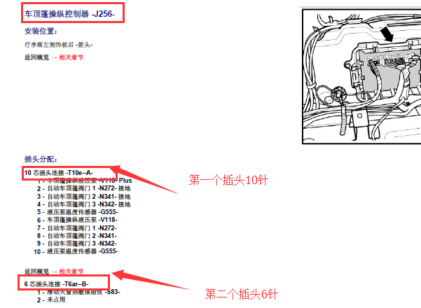 2011年大众奕欧顶蓬控制单元针脚