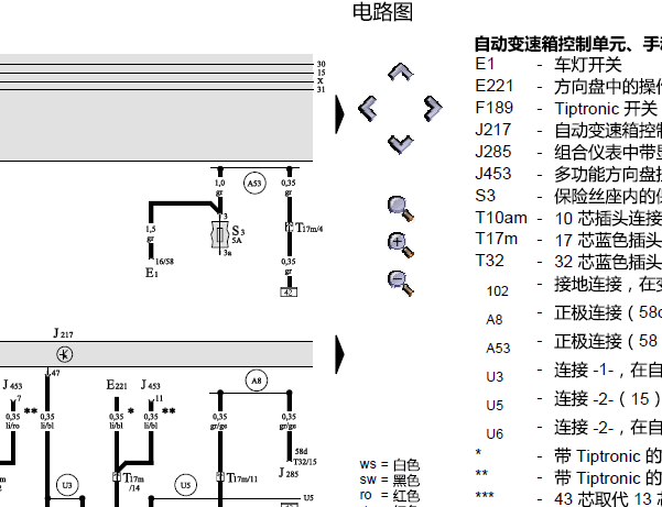 2004年奥迪A6变速箱电路图