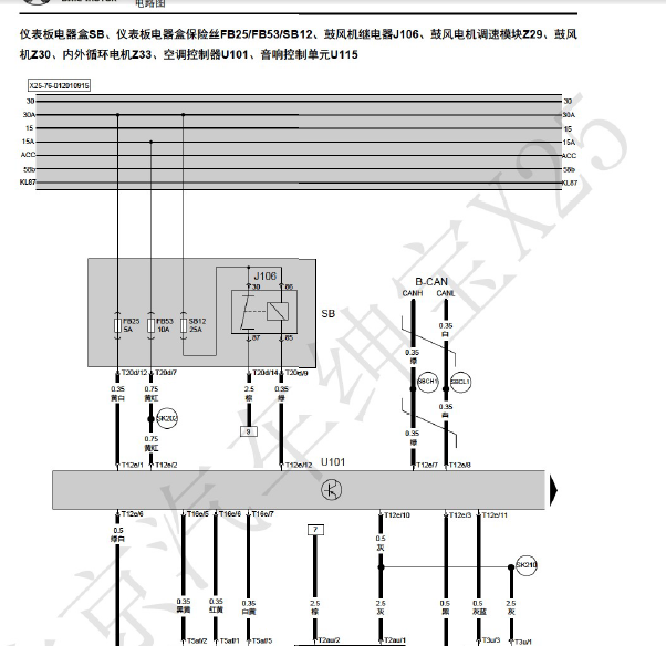 16年绅宝X25空调线路图