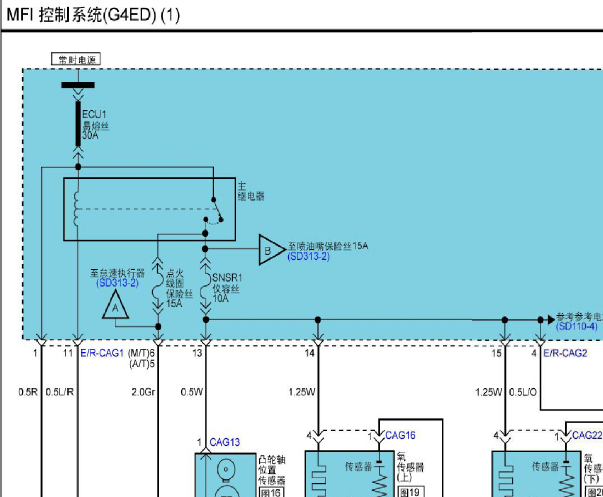 现代伊兰特G4ED发动机电路图