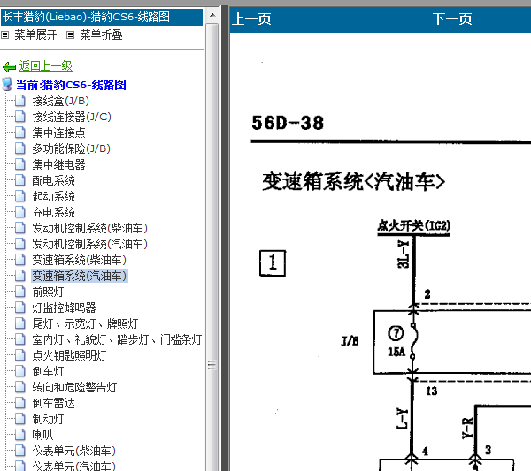 07年猎豹CS6变速箱电路图