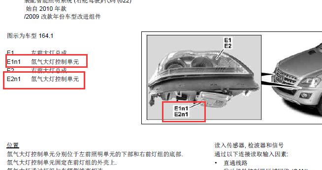 2011年奔驰R300大灯控制单元位置