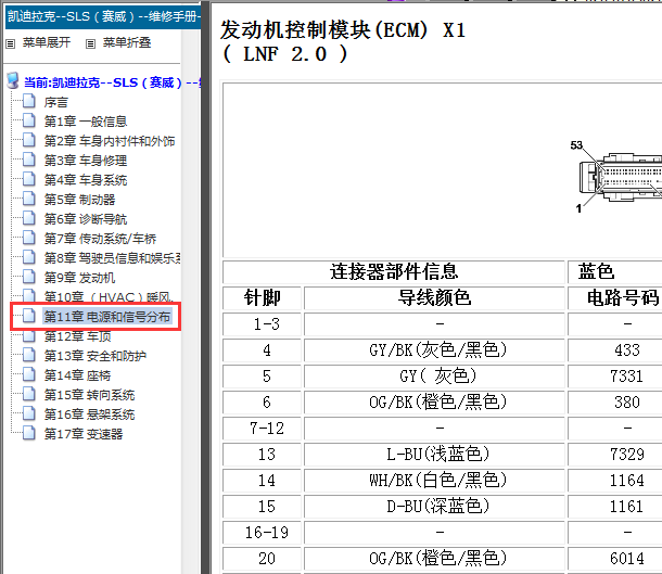 2011年凯迪拉克SLS发动机针脚