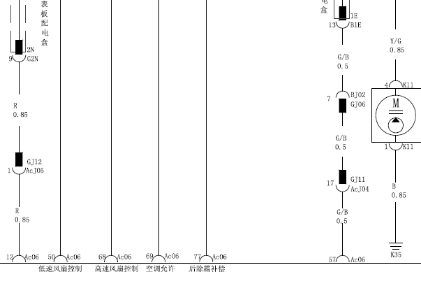 2012年比亚迪G6电子扇电路图