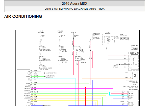2010年讴歌MDX空调电路图