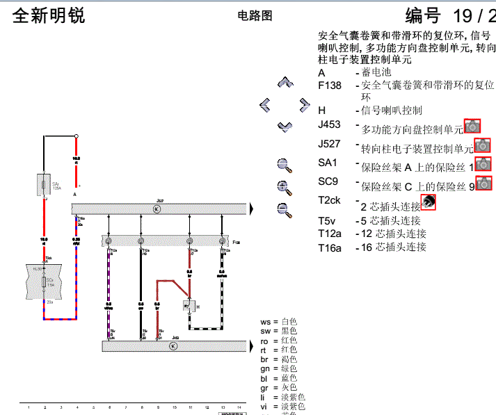 斯柯达全新明锐方向盘电路图
