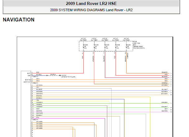 2009年路虎神行者2导航电路图