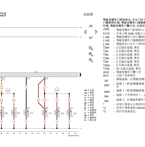 16年奥迪Q3门锁线路图