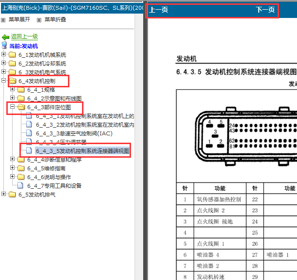2003-2004年别克赛欧发动机针脚