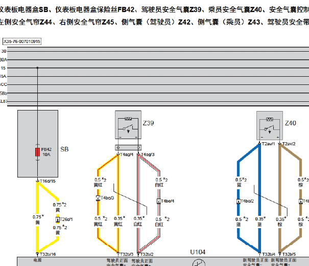 2016年绅宝X35气囊电路图