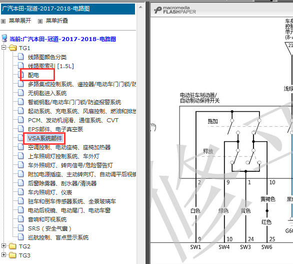 17年本田冠道保险和ABS电路图