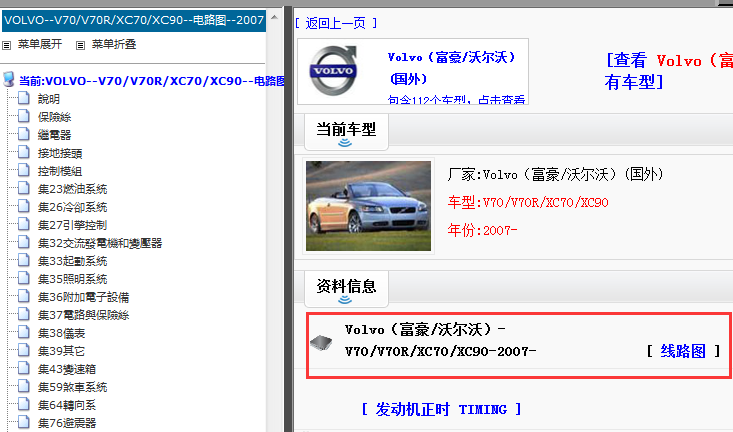 2007年沃尔沃V70/V70R/XC70/XC90电路图