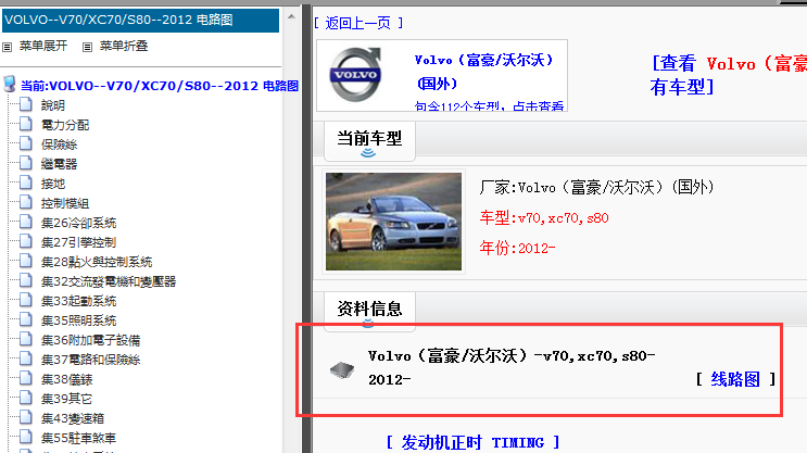 2008年沃尔沃V70，XC70，S80 电路图