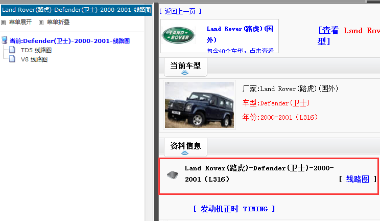2000-2001年路虎Defender(卫士) 电路图