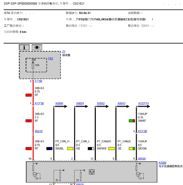 11年宝马740LI波箱线路图