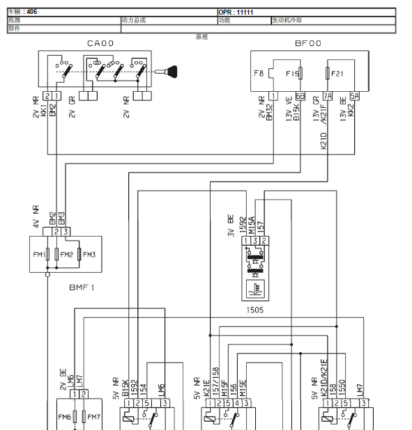 2000年标致406（ES9J4）发动机线路图