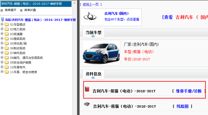 2016-2017年吉利熊猫电动版维修手册