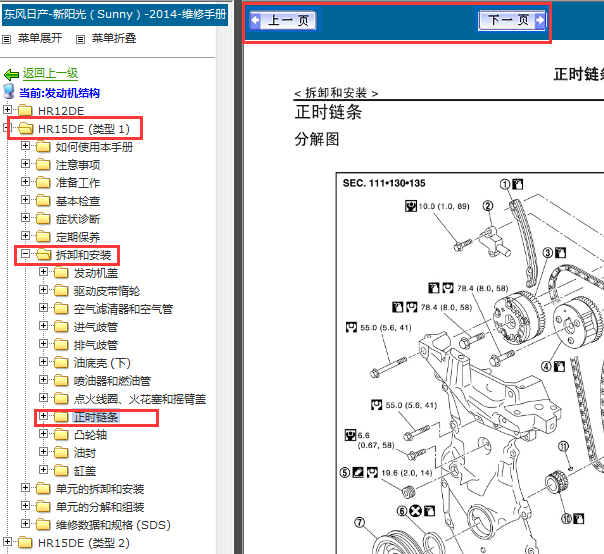 2014年东风日产阳光发动机正时