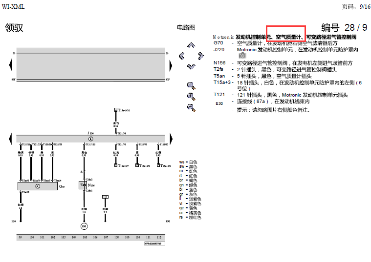 大众帕萨特领驭2.0发动机电路图