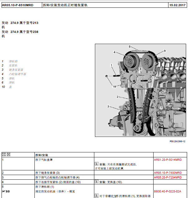 17年奔驰E300L发动机正时