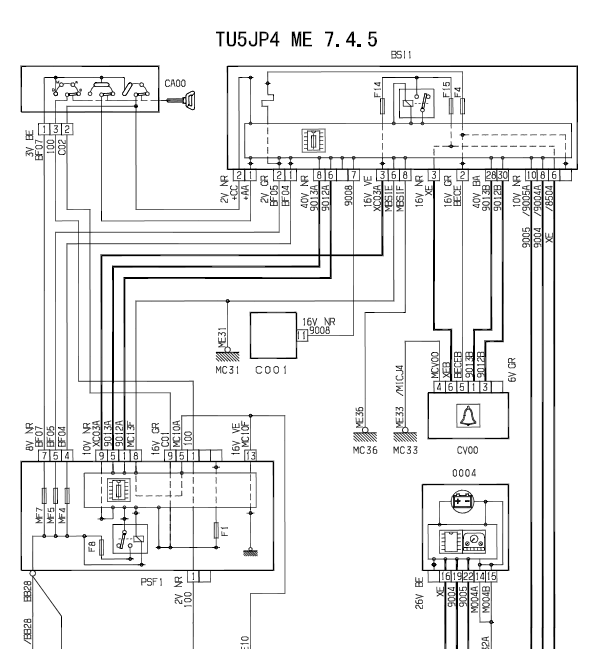雪铁龙TU5JP4 ME7.4.5发动机线路图