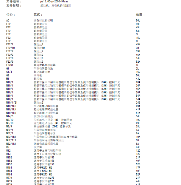 11年奔驰S350发电机线路图