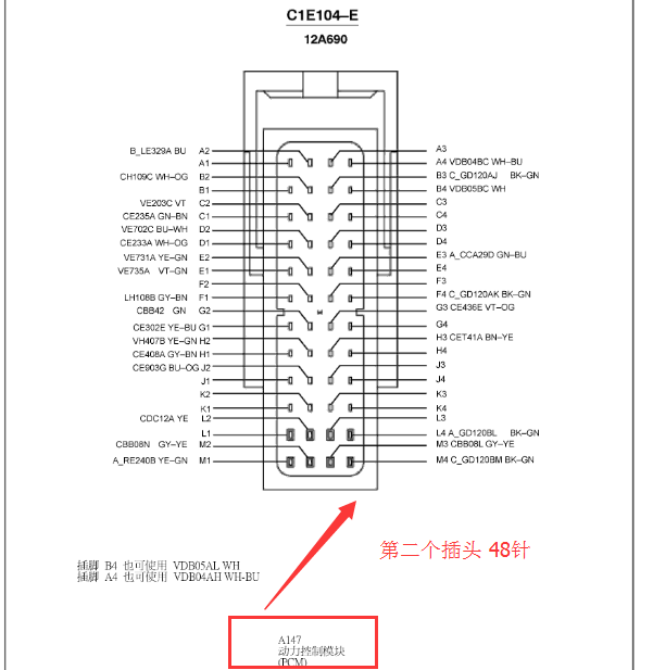2007年福特蒙迪欧发动机针脚