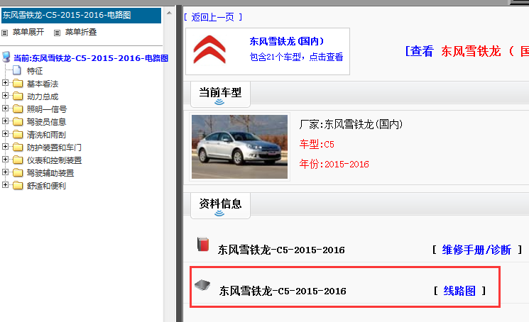 2015-2016年雪铁龙C5电路图