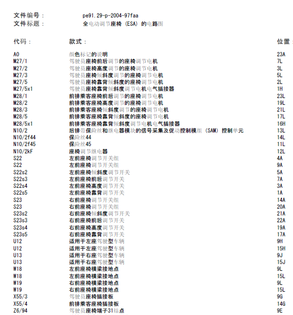 10年奔驰C200座椅调节线路图