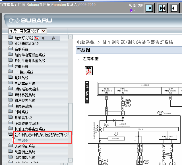 10年斯巴鲁森林人ABS电路图