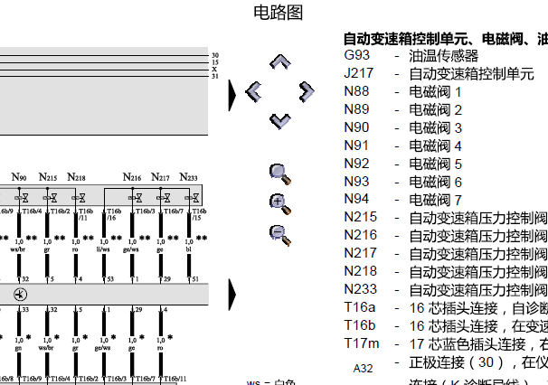 2003年奥迪A6变速箱电路图