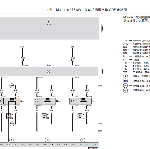 斯柯达明锐CDF发动机线路图