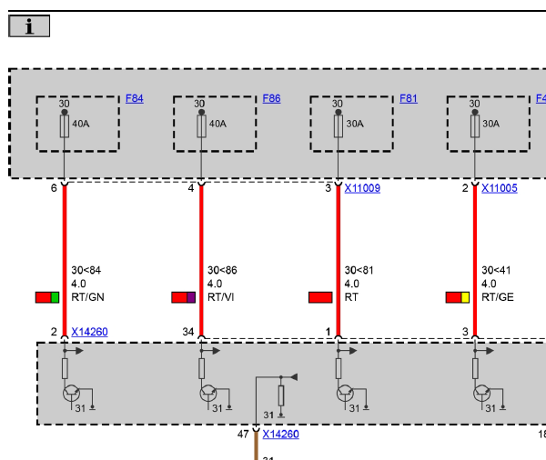 2011年宝马X1脚部空间模块电路图