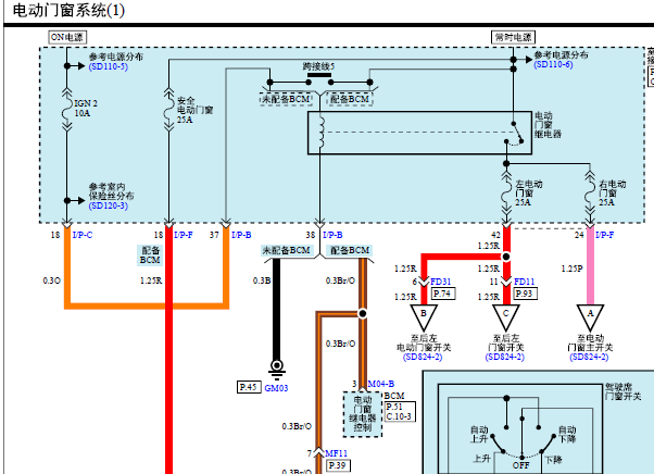2015年起亚K2车窗电路图