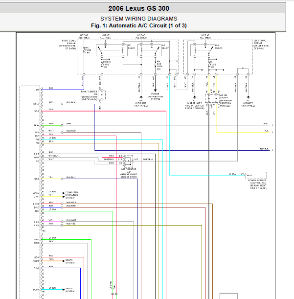 06年凌志GS300空调线路图