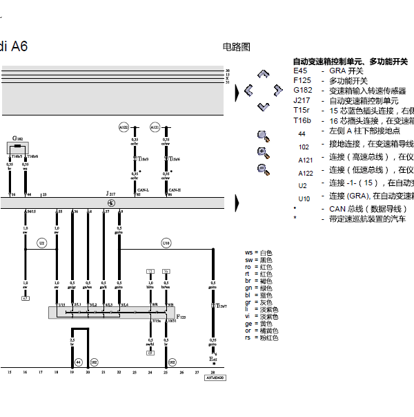 2001年奥迪A6变速箱线路图