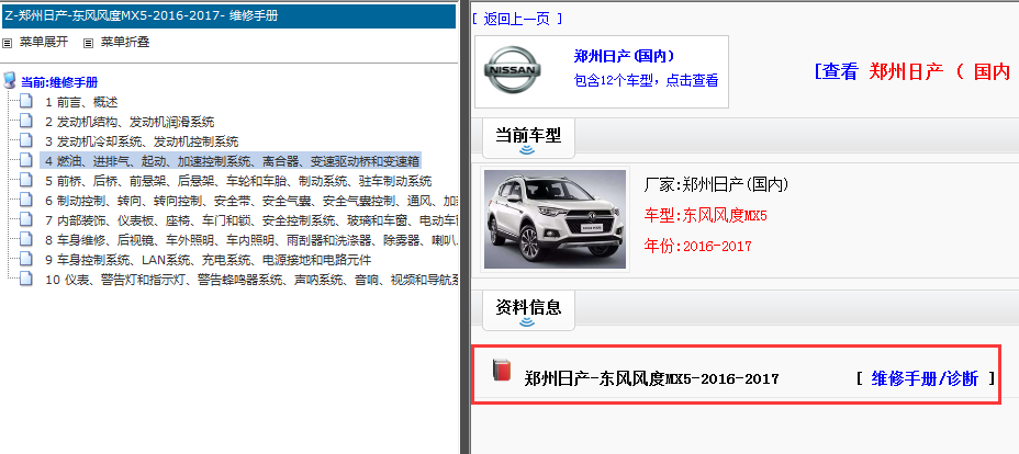 2016-2017年东风风度MX5维修手册