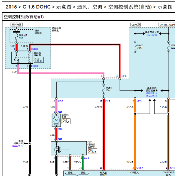 15年起亚K2自动空调线路图