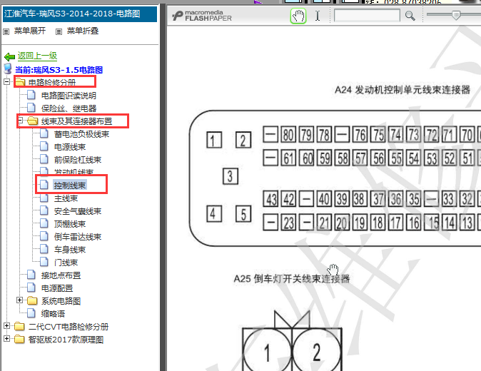 2014-2018年江淮瑞风S3发动机针脚