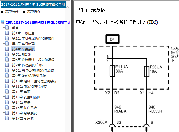 17年GL8尾门电路图