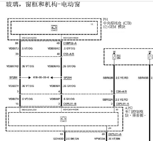 福特S-MAX车窗电路图