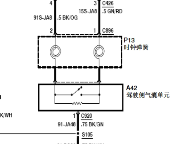 2009年福特福克斯气囊电路图