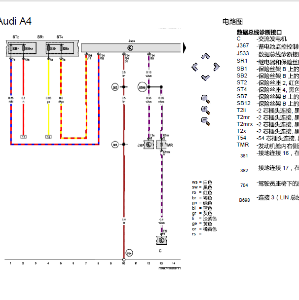 17年奥迪A4L通讯线路图
