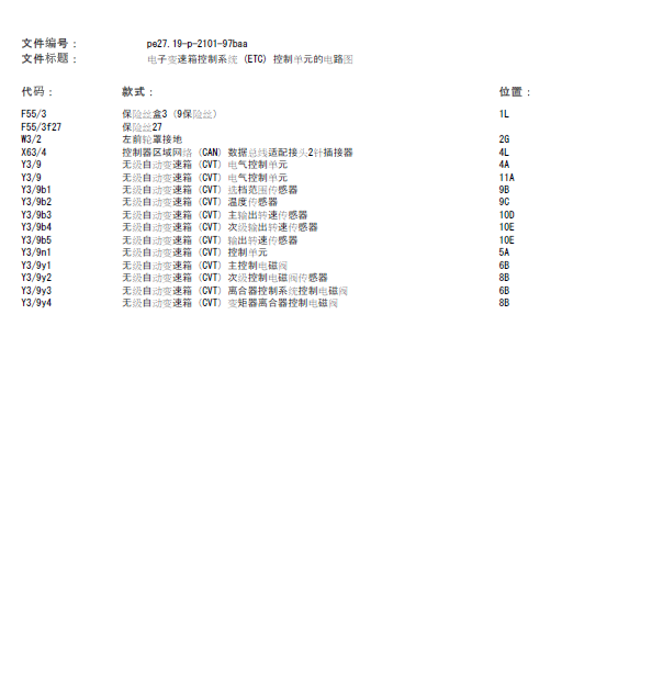 09年奔驰B200变速箱线路图