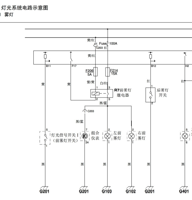 17年五菱荣光S灯光线路图