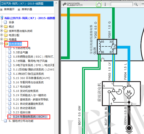 2015年陆风X7雨刮电路图