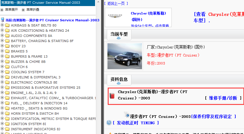 2003年克莱斯勒漫步者PT 电路图